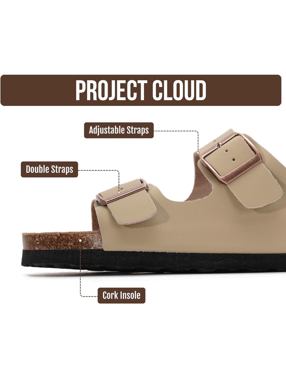 Project Cloud 100% Genuine Leather Venita Womens Sandals Slides Size 7 EUR 38 - Picture 3 of 6